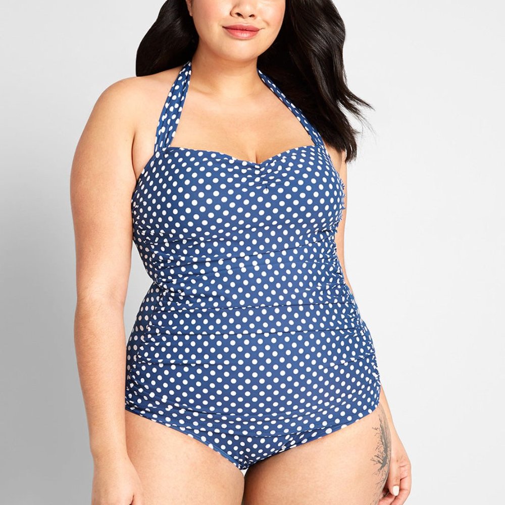Modcloth Bathing Beauty One Piece Polka Dot Swimsuit